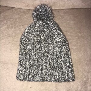 Forever 21 Gray and white Knit Pom-Pom Beanie